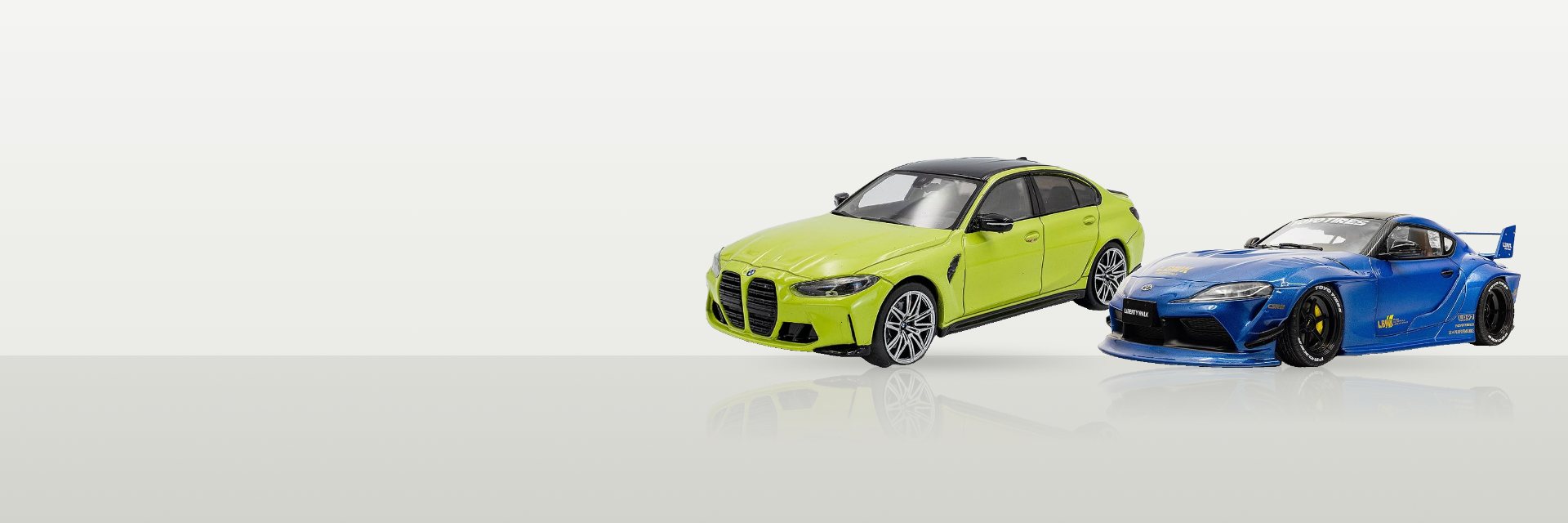 BMW M3 e Toyota Supra em miniatura